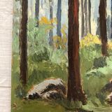 Oil on vintage wooded landscape panel