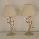 Pair Of French Vintage Metal Table Lamps With Scrolling Leaf Detail