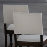 Set of 6 Swedish Grace dining chairs in birch with new upholstery, 1920s.