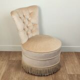 Beige velvet toad armchair