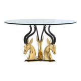 Hollywood Regency style coffee table brass antelope France 1970