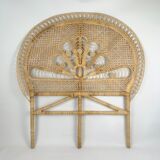 Rattan headboard decoration peacock tail