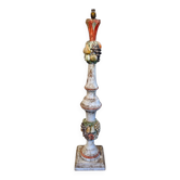 Baluster Floor Lamp in Sculpted Polychrome Wood with Fruit Clusters. Work