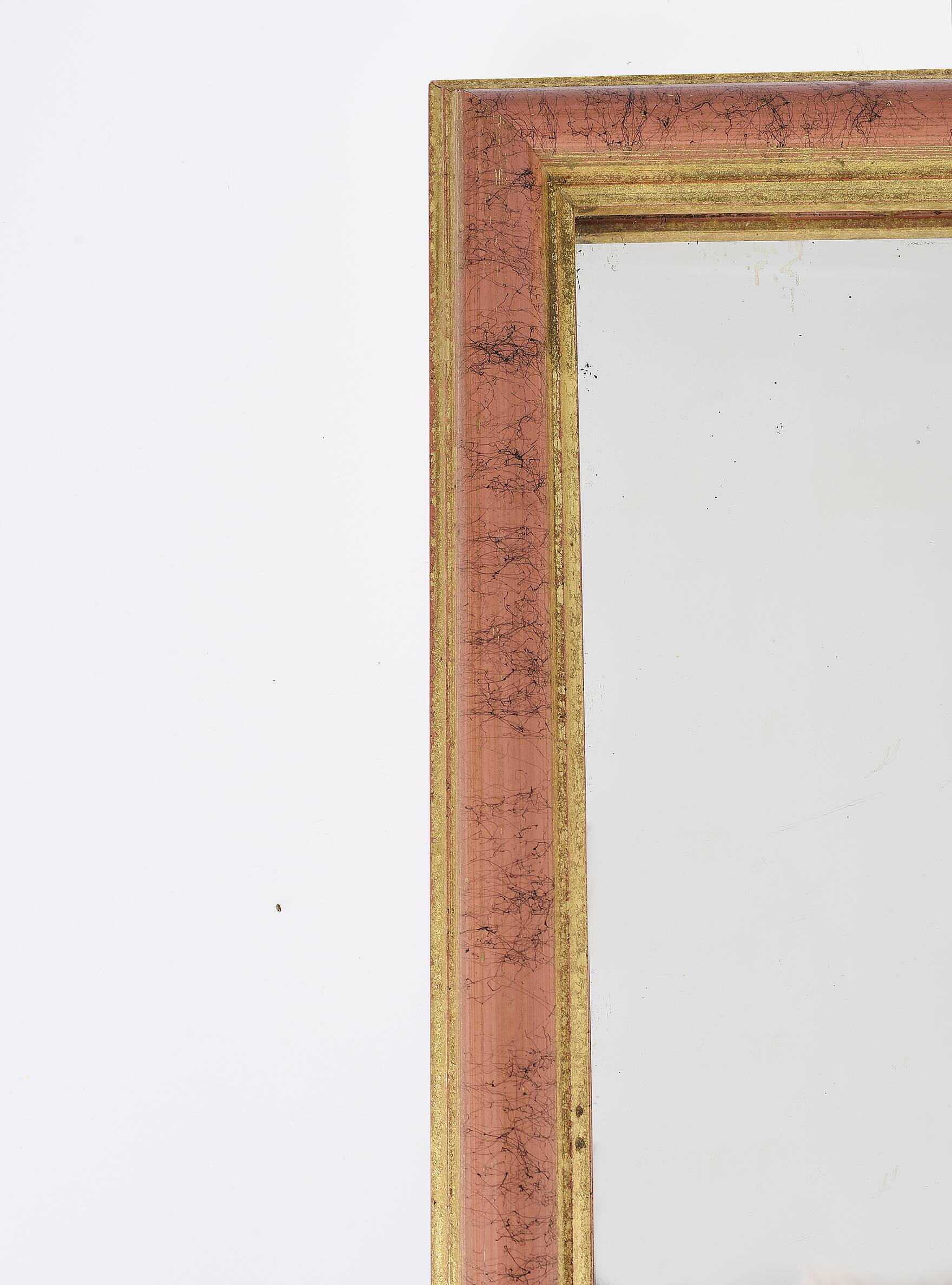 Old wooden mirror, gold, pink tint