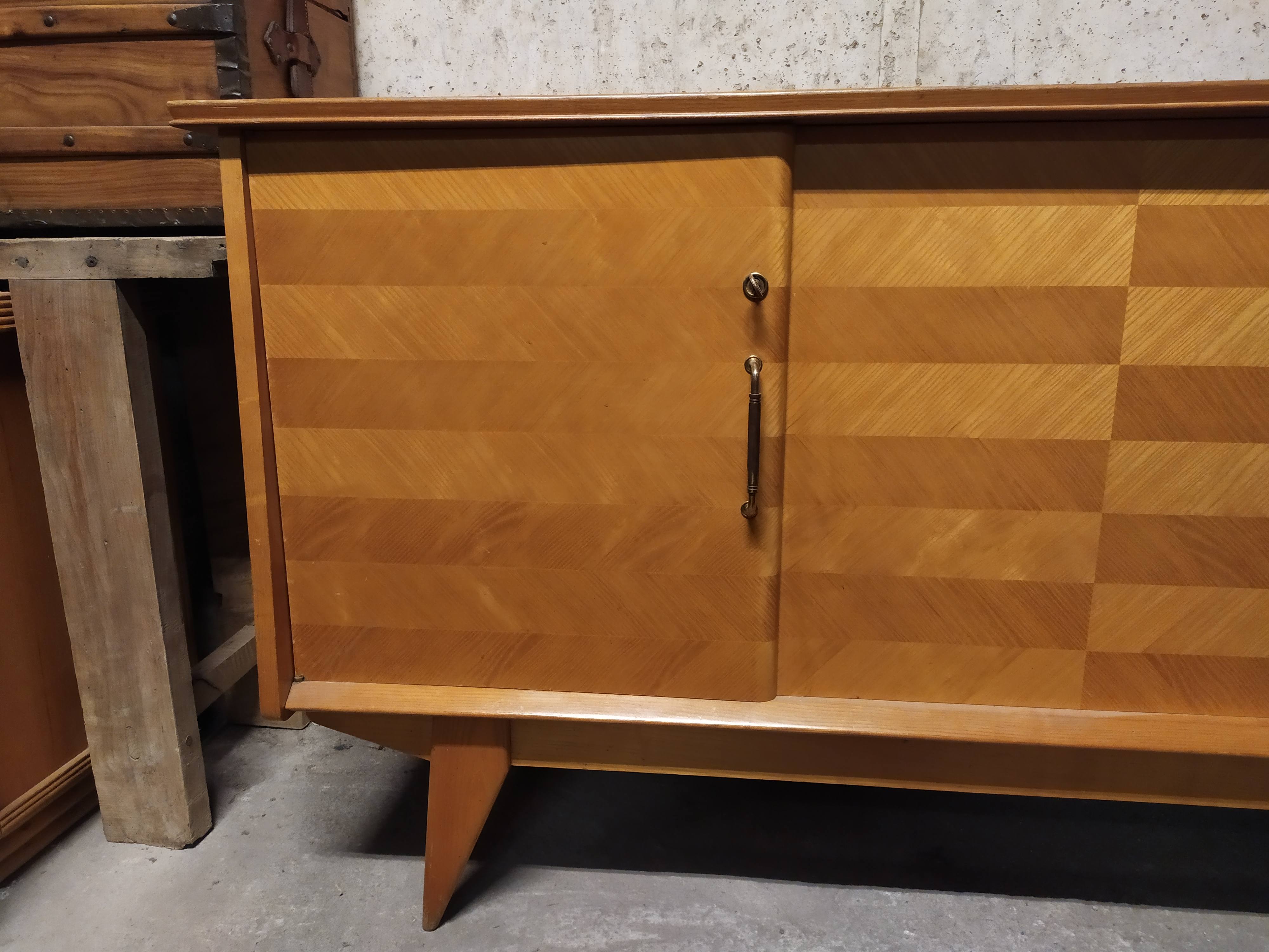 Vintage sideboard 1950 oak foot compass
