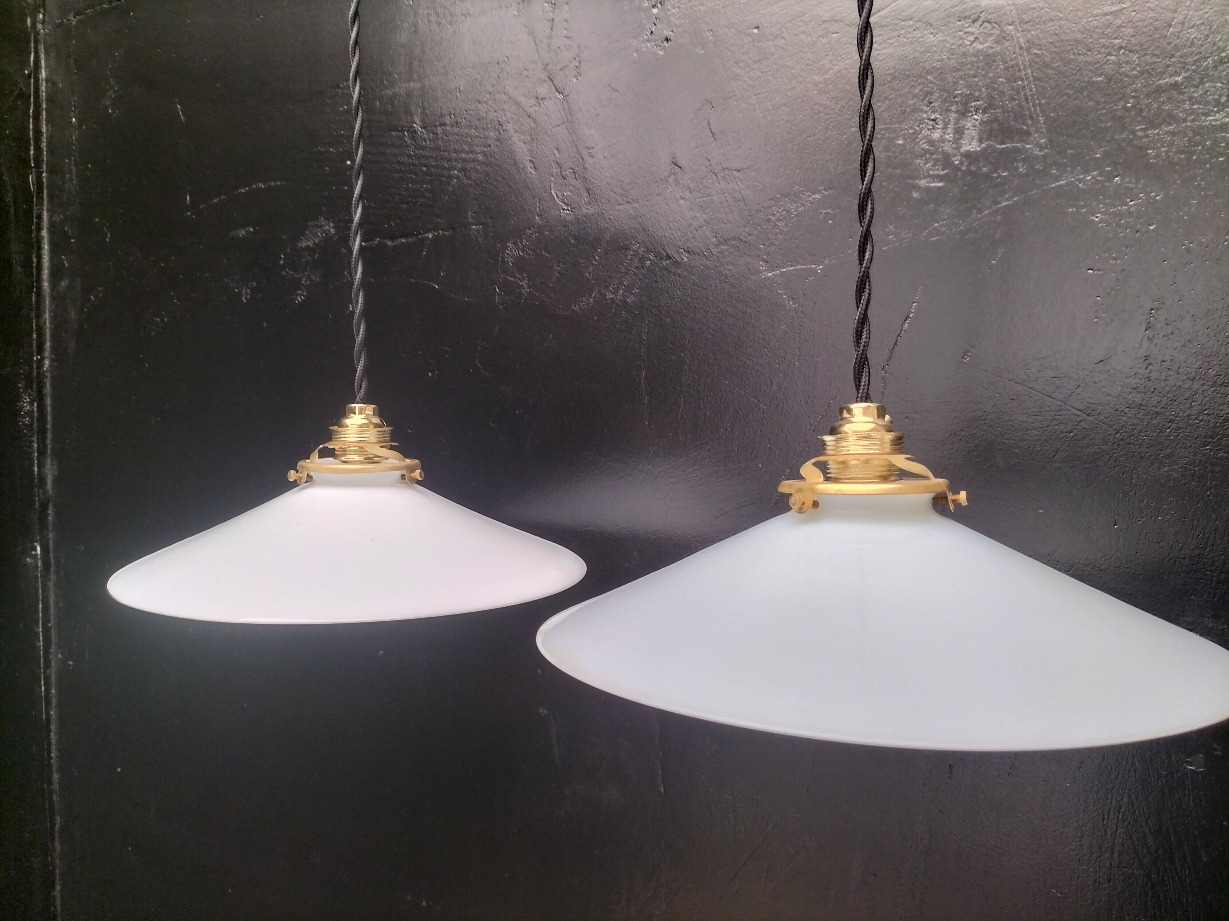 2 opaline pendant lights