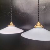 2 opaline pendant lights