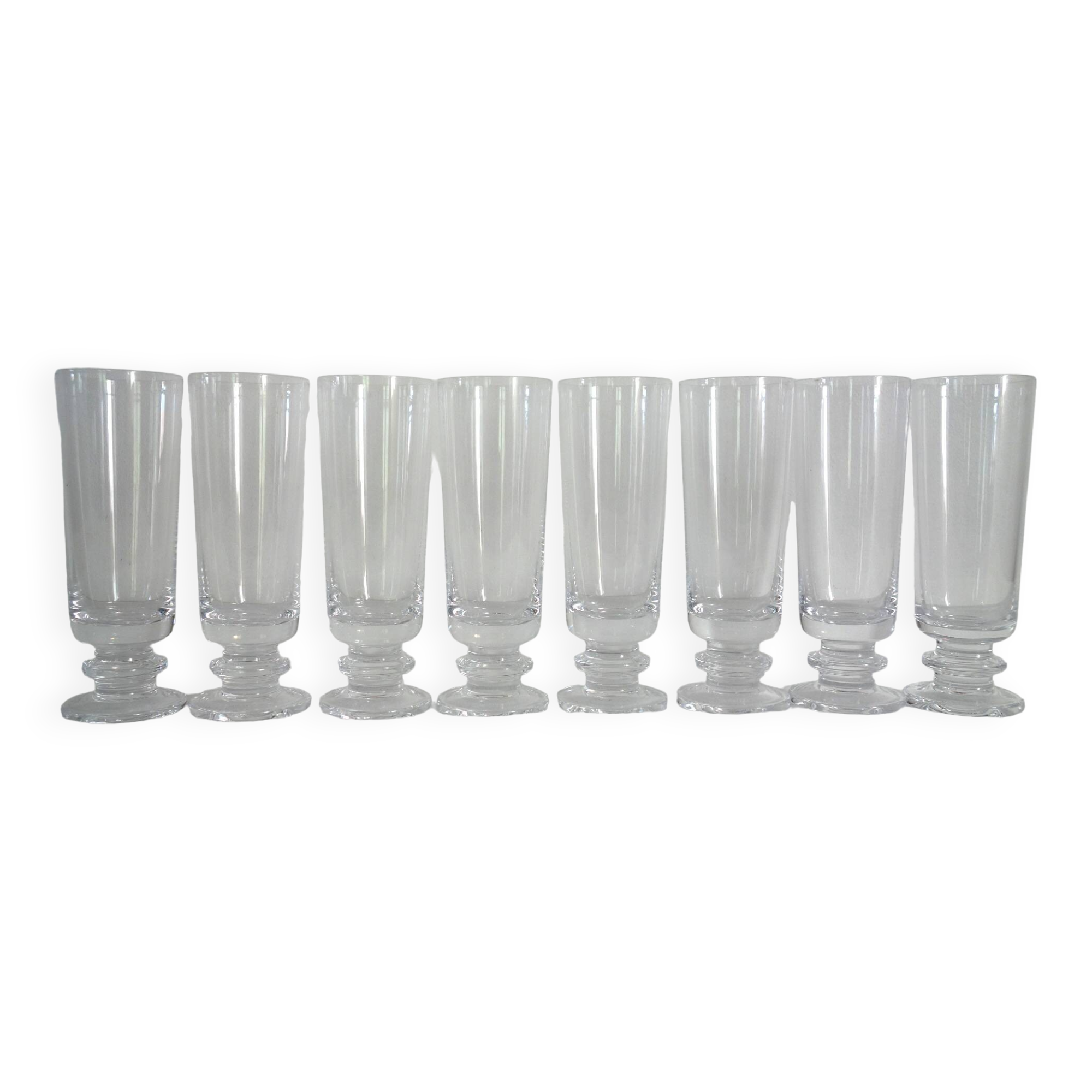 8 vintage Sèvres crystal champagne glasses, 1970s