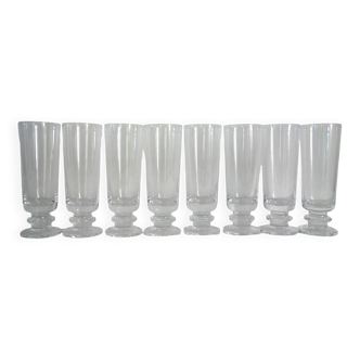 8 vintage Sèvres crystal champagne glasses, 1970s