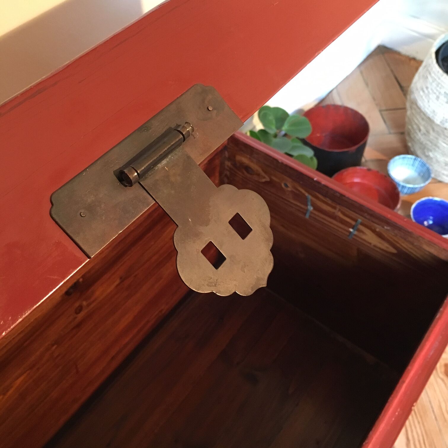 Old wooden storage chest of Chinese origin