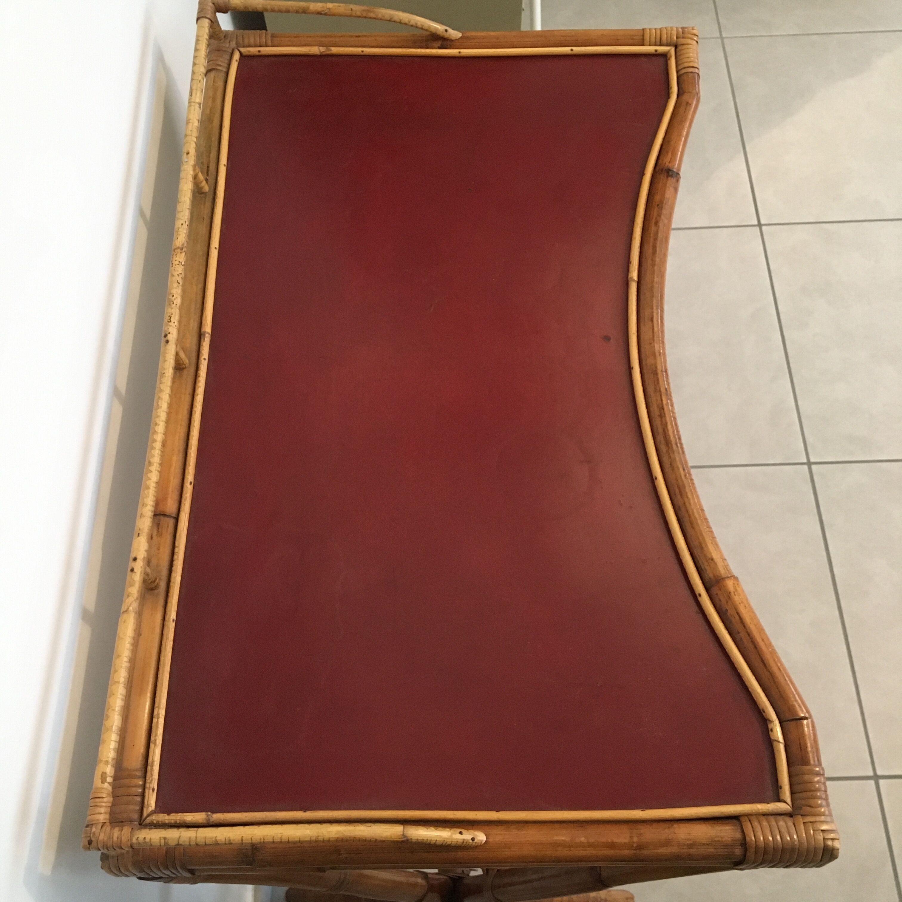 Rattan and leather booster desk