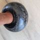 Vintage 2 kg cast iron and wood dumbbell set