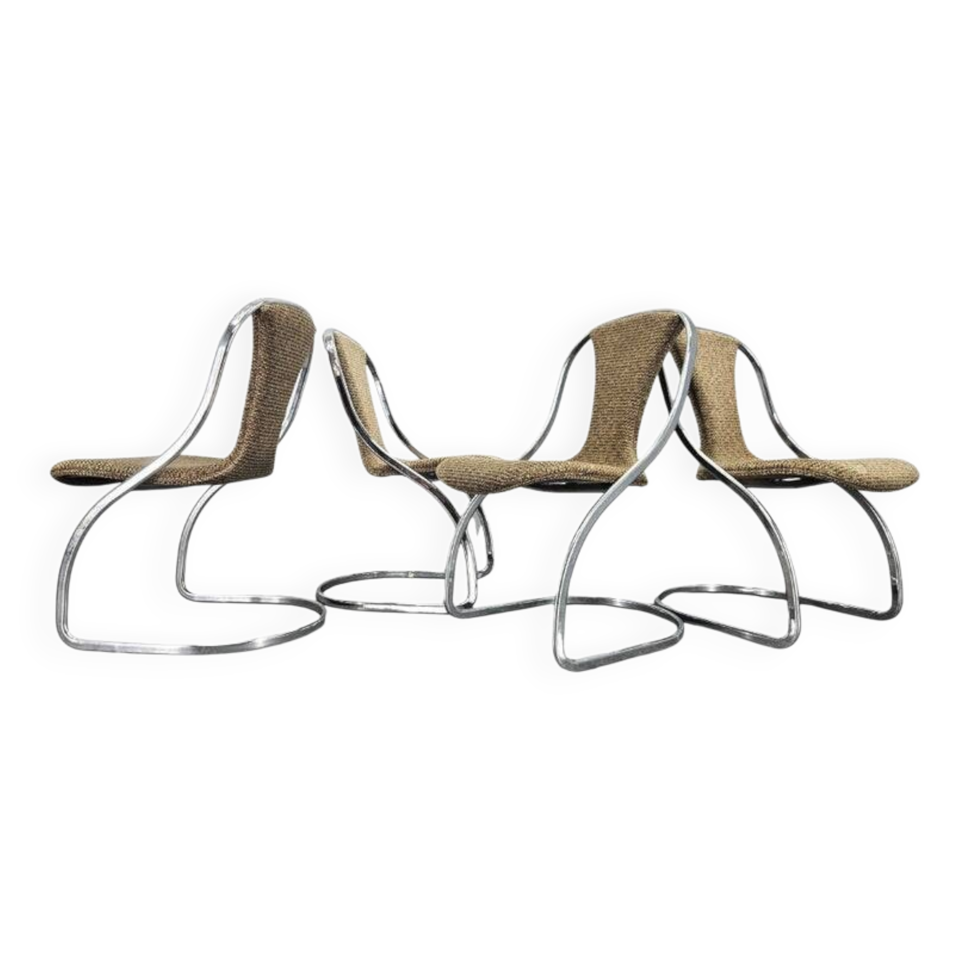 Set of Four Midcentury Dining Chairs, Gastone Rinaldi, Italy, 1970s