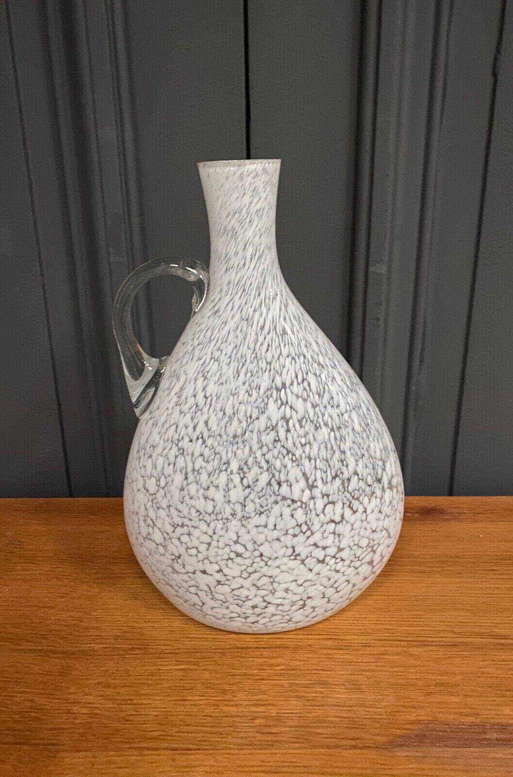 Pitcher vase in the shape of a gourd 1940 gray speckled on a white background