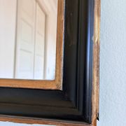 Antique French Louis Philippe full length mirror – black and gold, late 19th century
