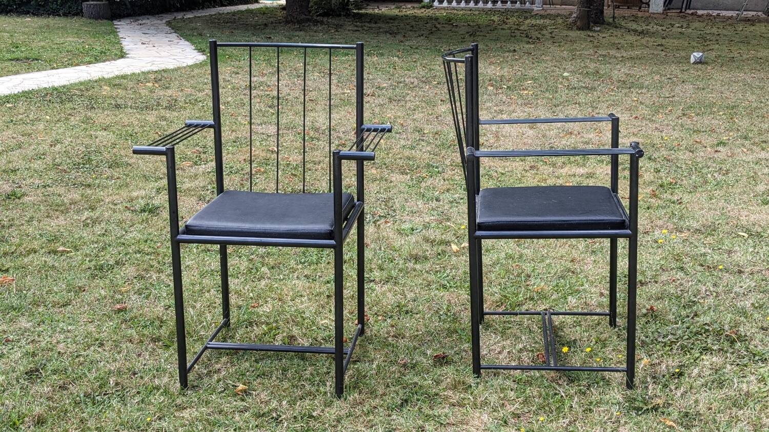 Duo of postmodern armchairs, vintage design from the 80s