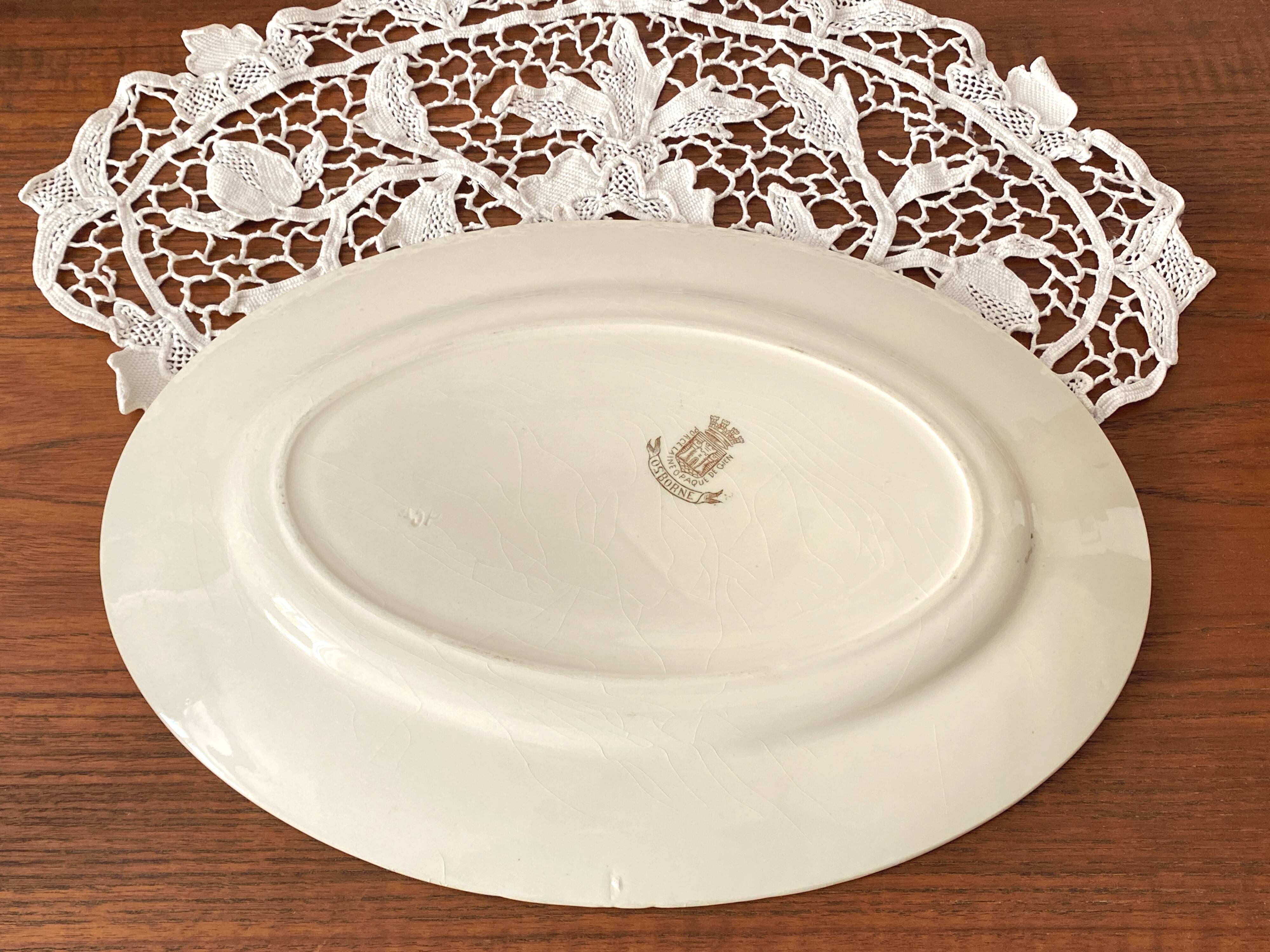 Oval serving dish in Terre de Fer Gien earthenware with Osborne Sepia decor