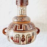 Inca craft vessel from Peru by Antonio Olave (1928-2016) hand painted