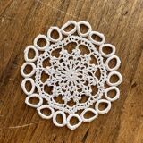 Set of 2 small placemats, crochet coasters, beige - vintage, old