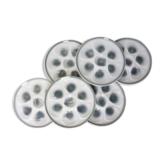 6 vintage oyster plates from Moulin des Loups and Orchies