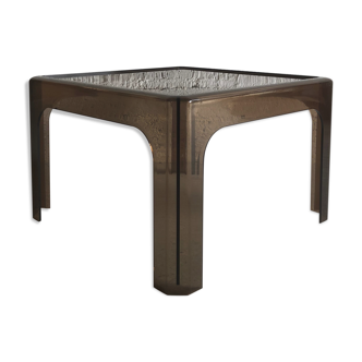 70s smoked plastic coffee table