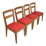 4 Chaises en chêne massif 1950