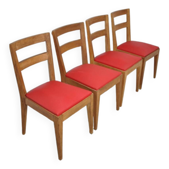 4 Chaises en chêne massif 1950