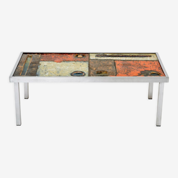 Steel ceramic coffee table by Robert & Jean Cloutier circa 1950