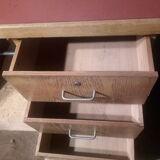 Vintage 50's 60's. Office in oak and red moleskine. TBE