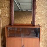 Curved rattan mirror 70s