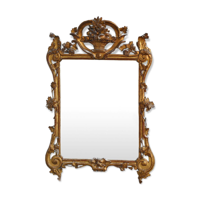 Miroir provençal en bois doré Louis XV époque XVIIIème 72x152cm
