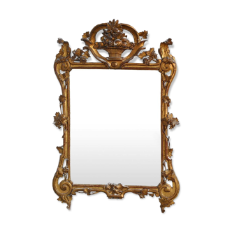Miroir provençal en bois doré Louis XV époque XVIIIème 72x152cm