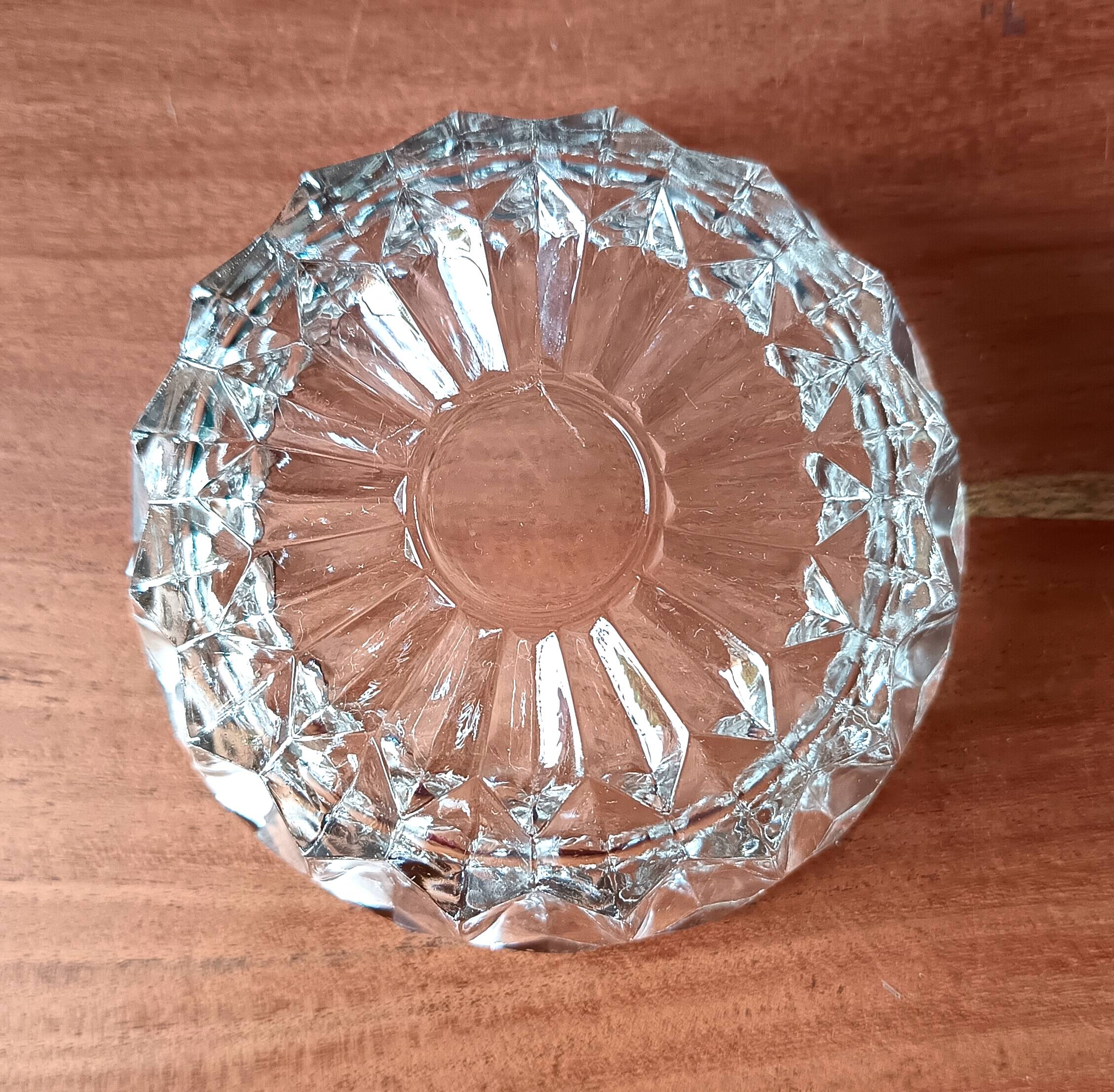 Transparent glass dessert service, vintage salad bowl France.