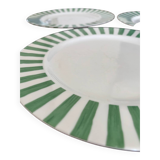 Set of 8 large Guy Degrenne flat plates, vintage green pareo model