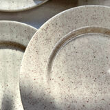 Lot de 6 assiettes en grès gris moucheté 1970