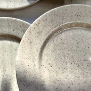 Set of 6 speckled grey stoneware plates 1970