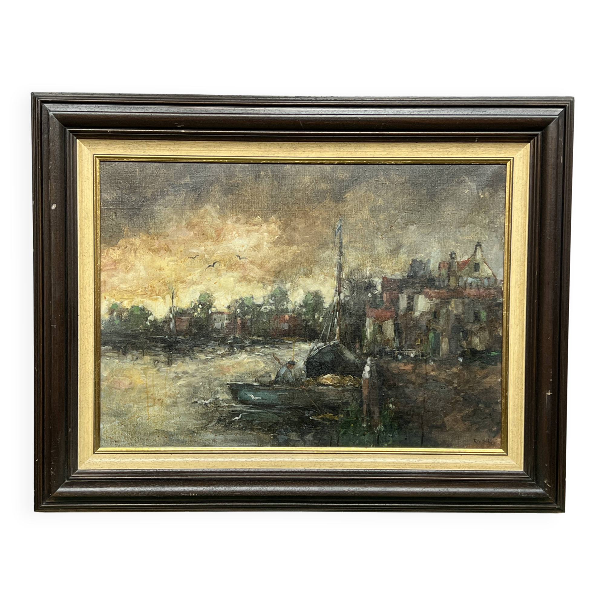 Theo van de Poel. "Evening Landscape" in the style of Impressionism.