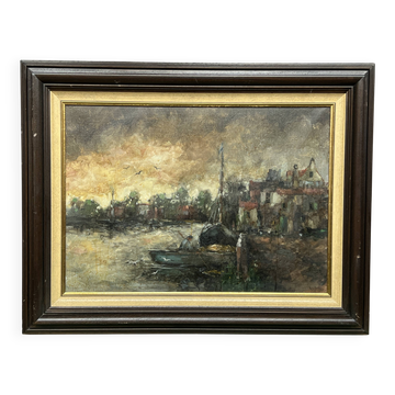Theo van de Poel. "Evening Landscape" in the style of Impressionism.