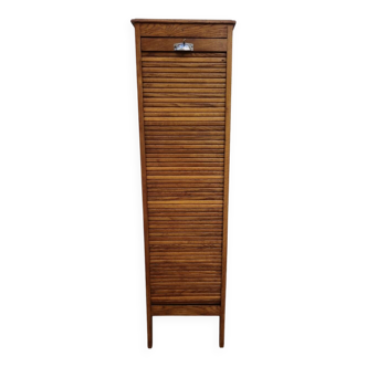1950s oak filing cabinet with sliding curtains