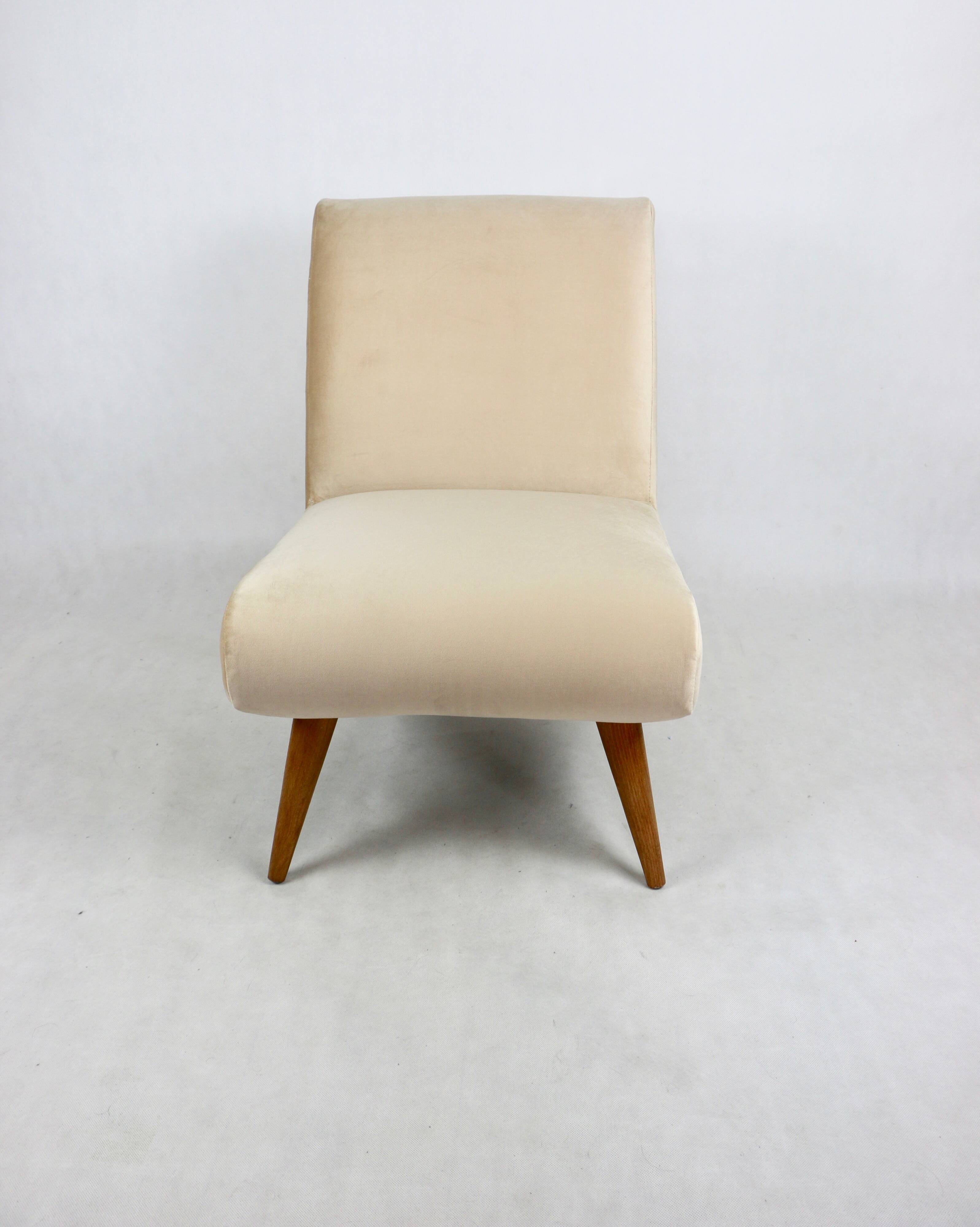 Vintage Loft armchair from the 70s beige champagne velvet