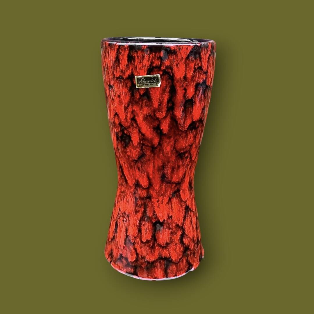 West German Scheurich vase 244/22 “Europ Linie” – red lava ceramic