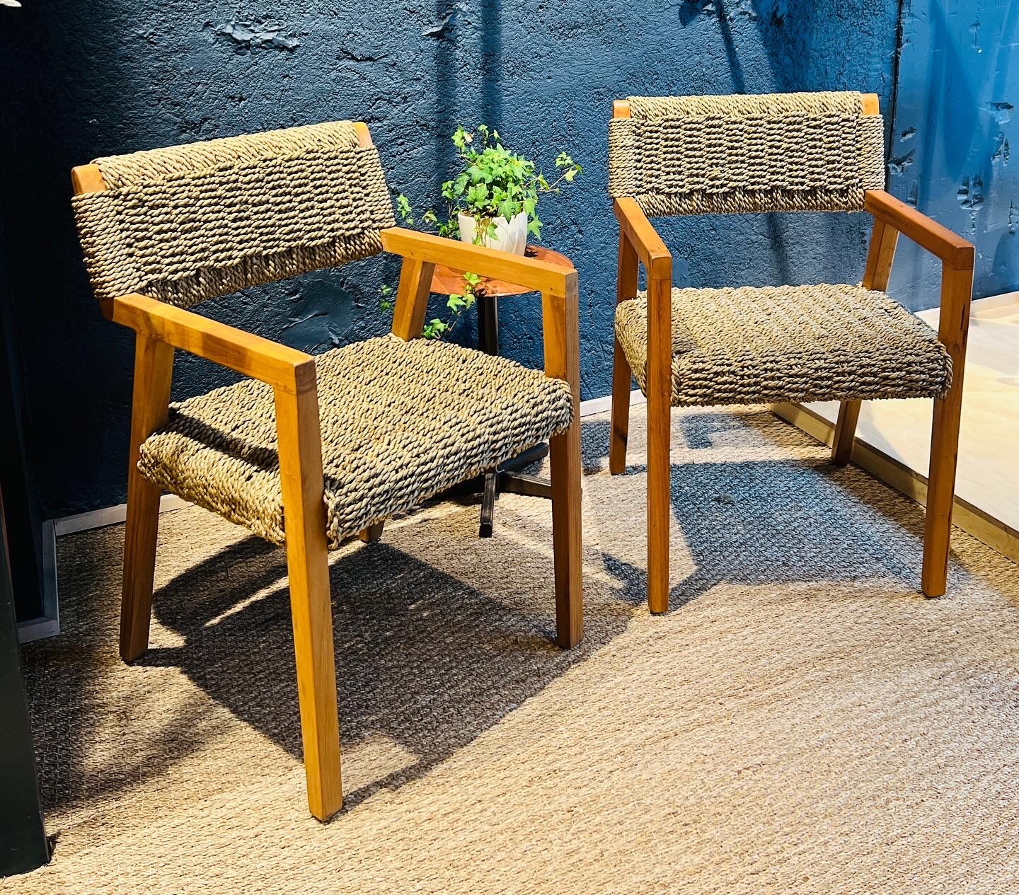 Pair of Olivier de Schrijver armchairs in water hyacinth