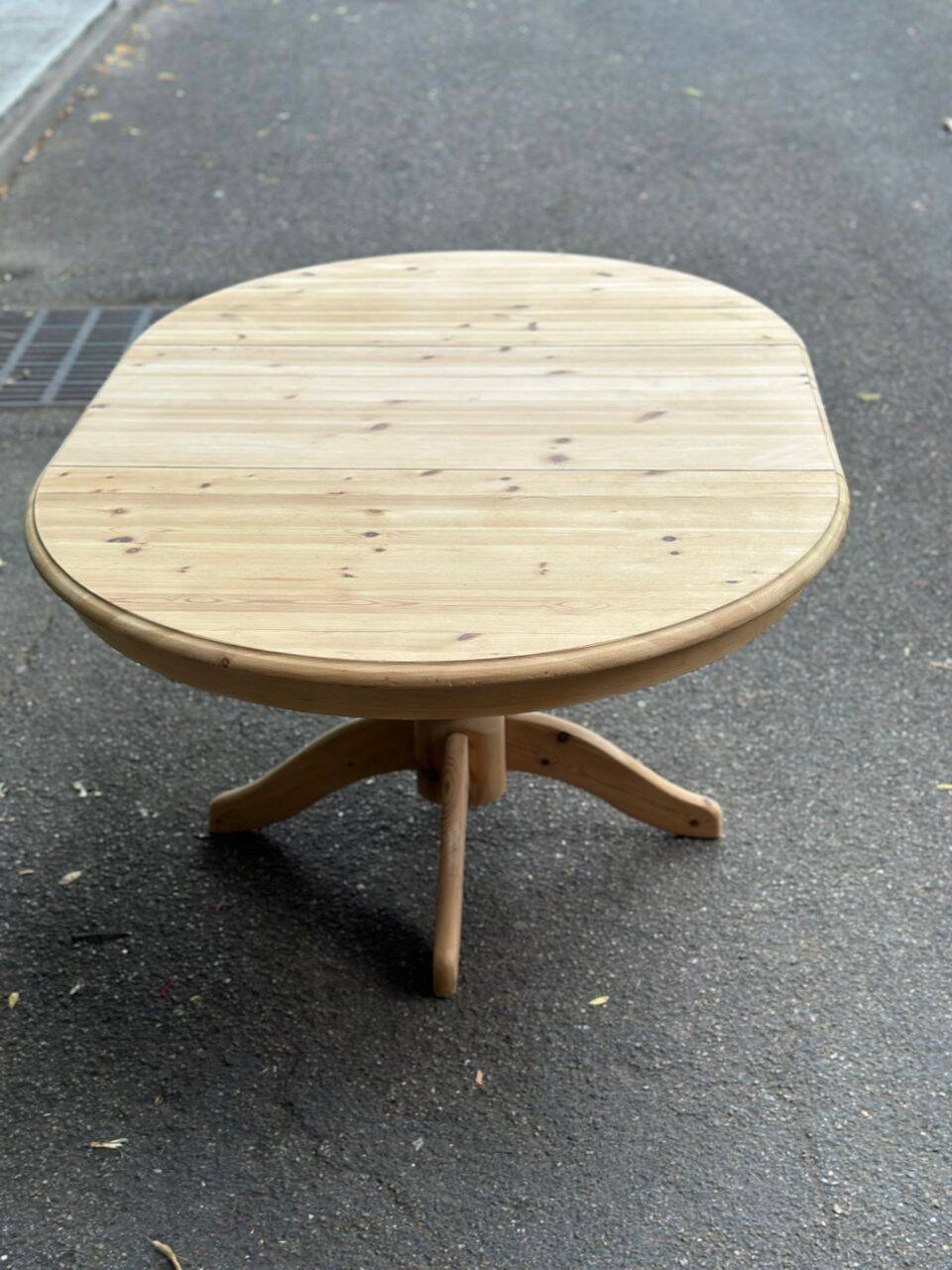 Table de repas ronde extensible en bois massif brut
