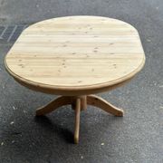 Table de repas ronde extensible en bois massif brut