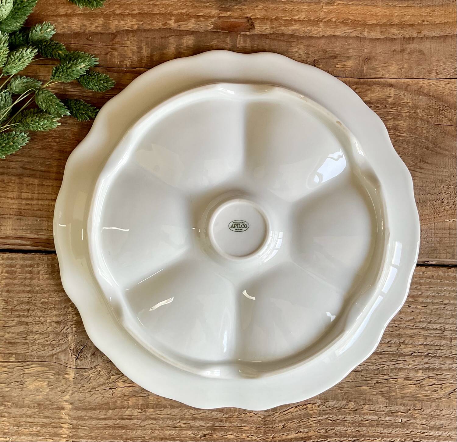 2 Apilco France porcelain oyster plates