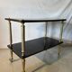 Vintage trolley on wheels, black wood and brass uprights