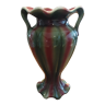 Vase en céramique bordeaux et vert