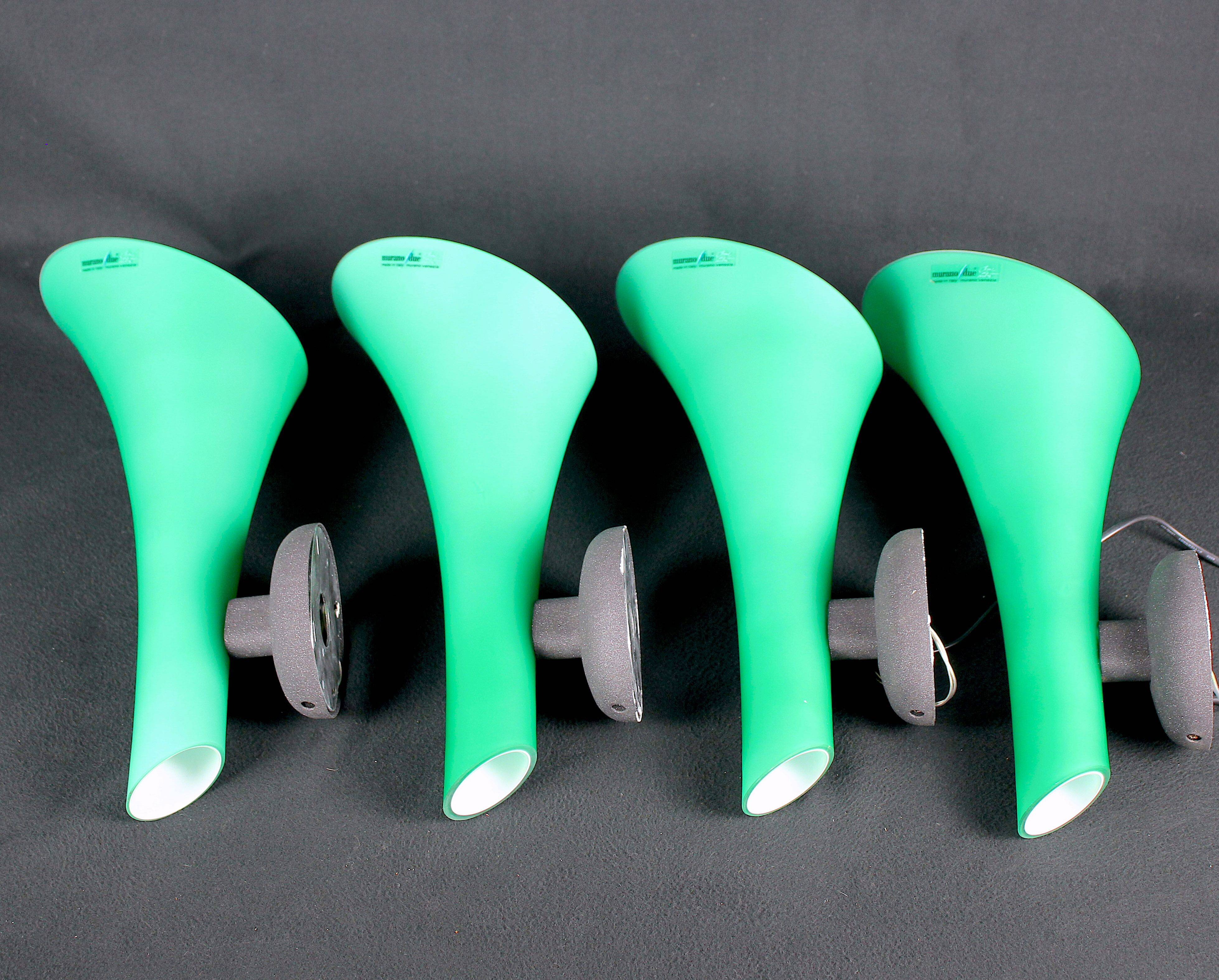 Set of four green Murano glass sconces, by Carlo Nason for "Murano Due", Italy
