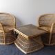 Vintage set of wicker peacock chairs and table 60