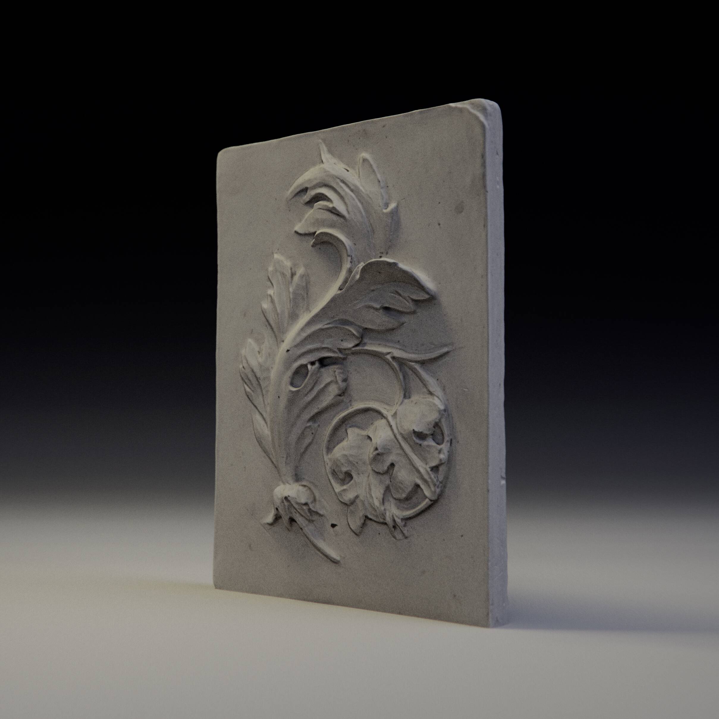Bas-relief en plâtre d'une feuille d'acanthe